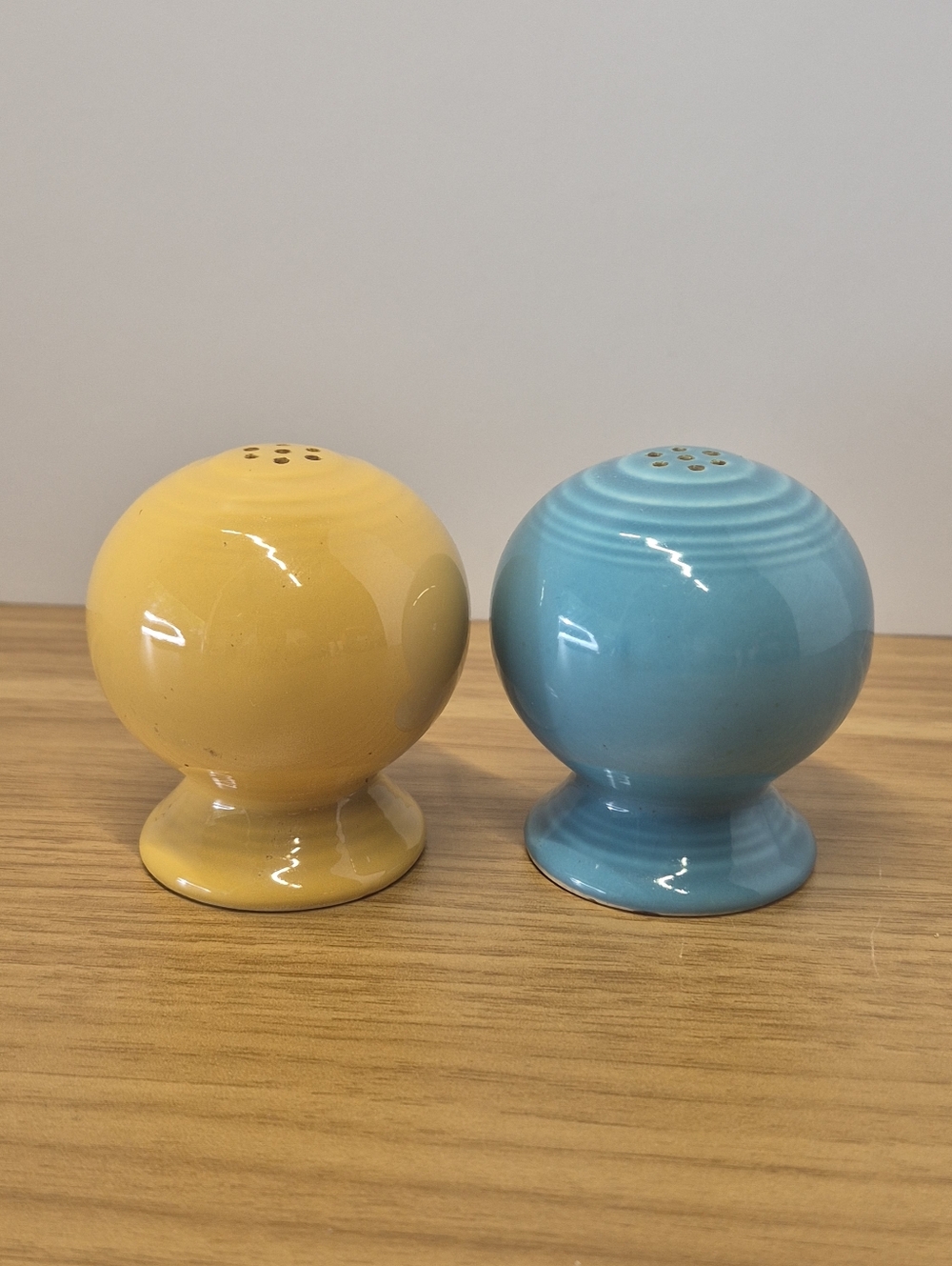 Vintage Homer Laughlin FiestaWare Yellow And Blue Salt and Pepper Shaker Set